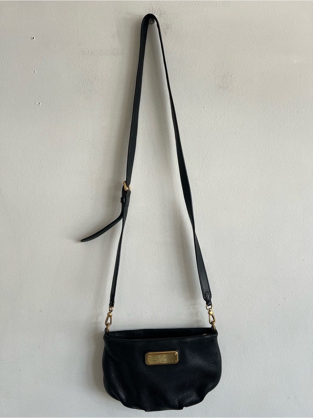 Marc by Marc Jacobs Black Leather Pebbled Crossbody with Gold Hardware